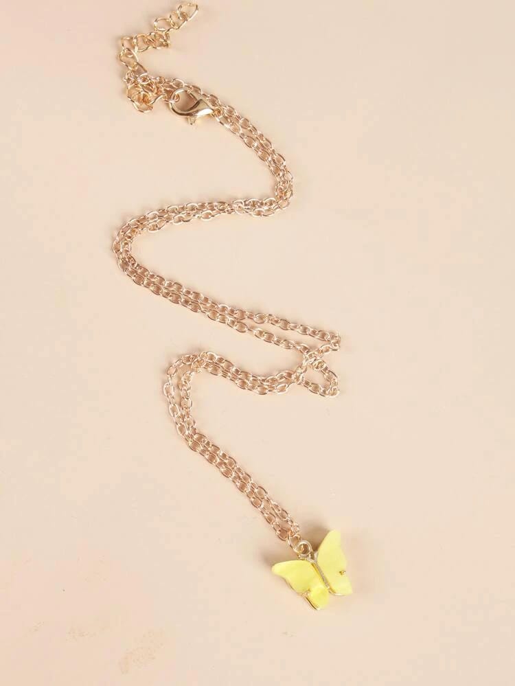 Yu Fashions Cute Butterfly Charm Pendent Korean Necklace