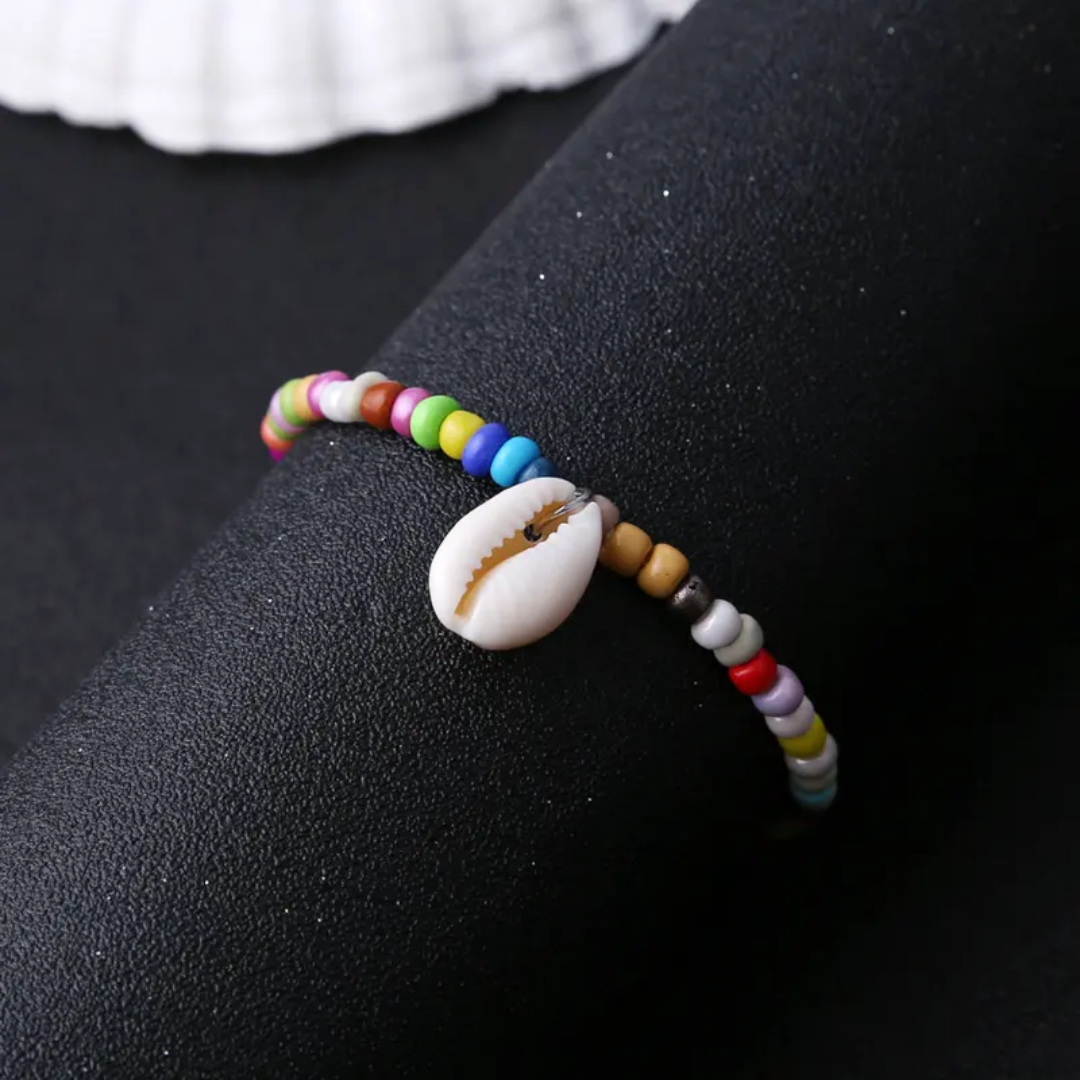 Yu Fashions Multicoloured Beads with Sea Shell Ocean Beach Korean Anklet