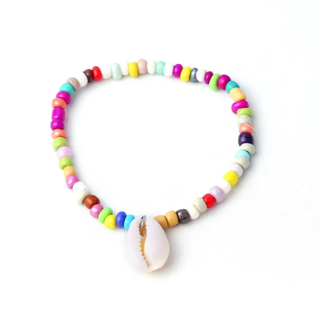 Yu Fashions Multicoloured Beads with Sea Shell Ocean Beach Korean Anklet