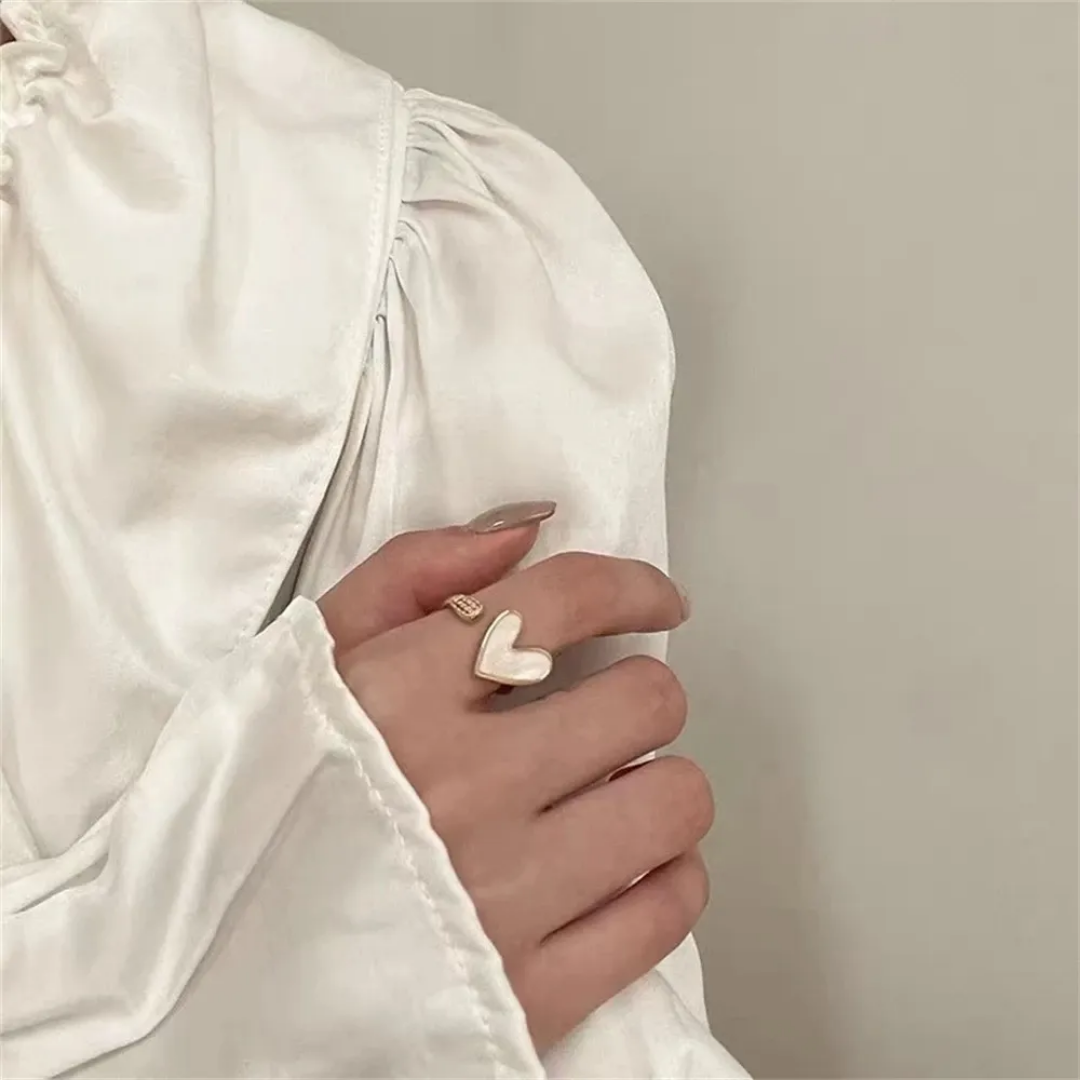 Yu Fashions white Marble Adjustable High Fashion Korean Ring