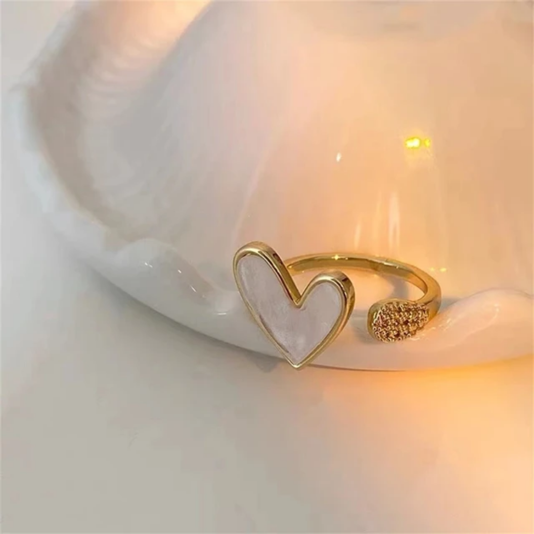 Yu Fashions white Marble Adjustable High Fashion Korean Ring