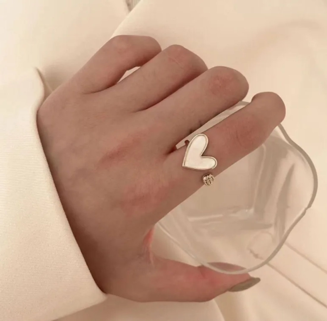 Yu Fashions white Marble Adjustable High Fashion Korean Ring