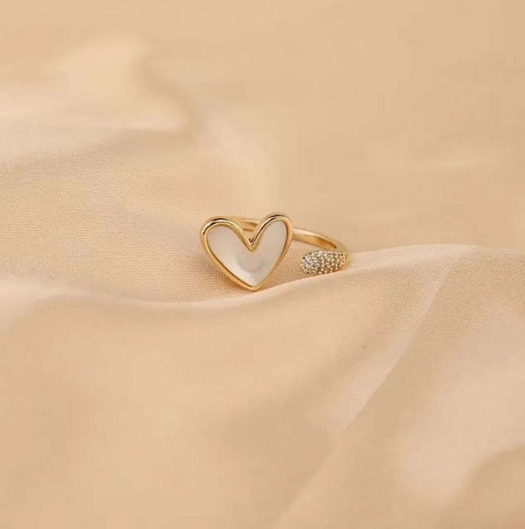 Yu Fashions white Marble Adjustable High Fashion Korean Ring