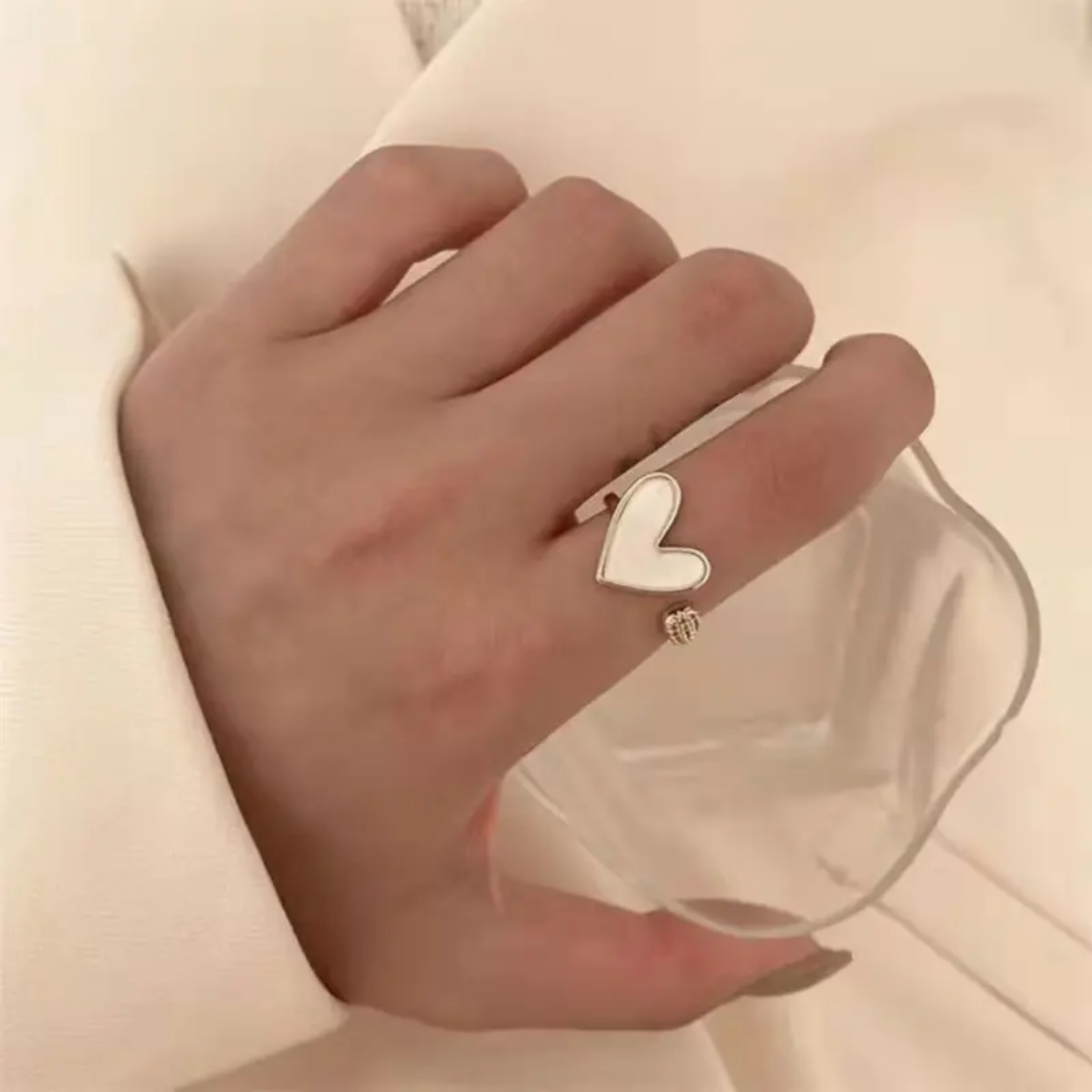 Yu Fashions white Marble Adjustable High Fashion Korean Ring