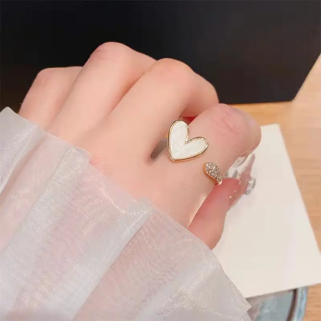 Yu Fashions white Marble Adjustable High Fashion Korean Ring