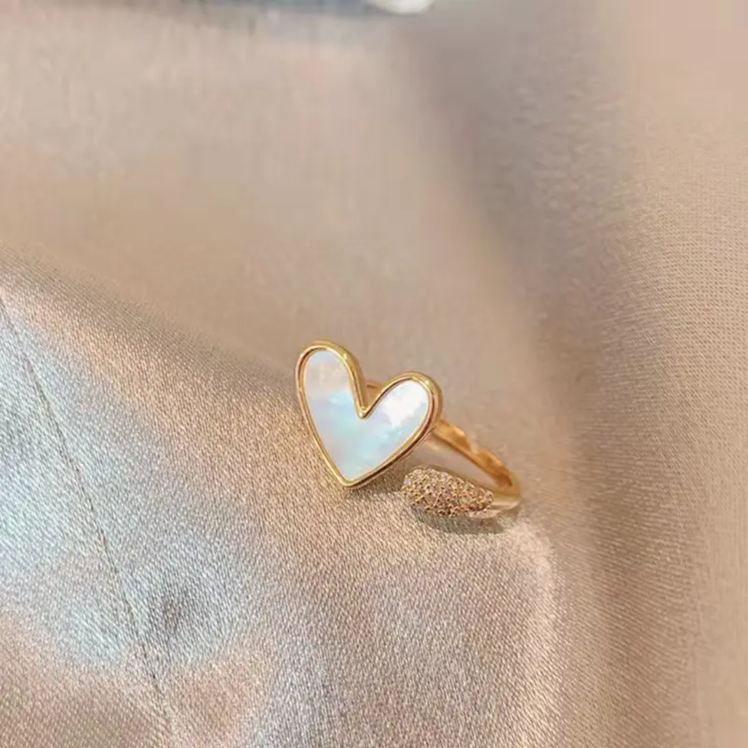 Yu Fashions white Marble Adjustable High Fashion Korean Ring