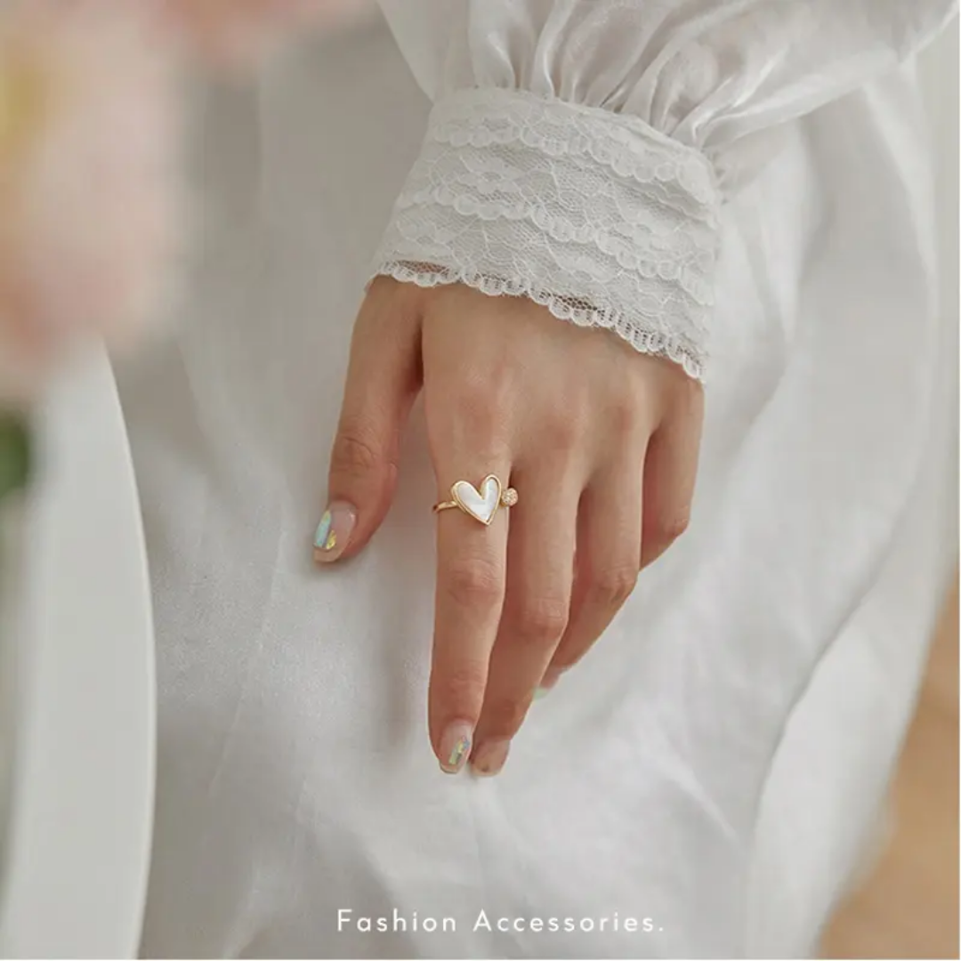 Yu Fashions white Marble Adjustable High Fashion Korean Ring