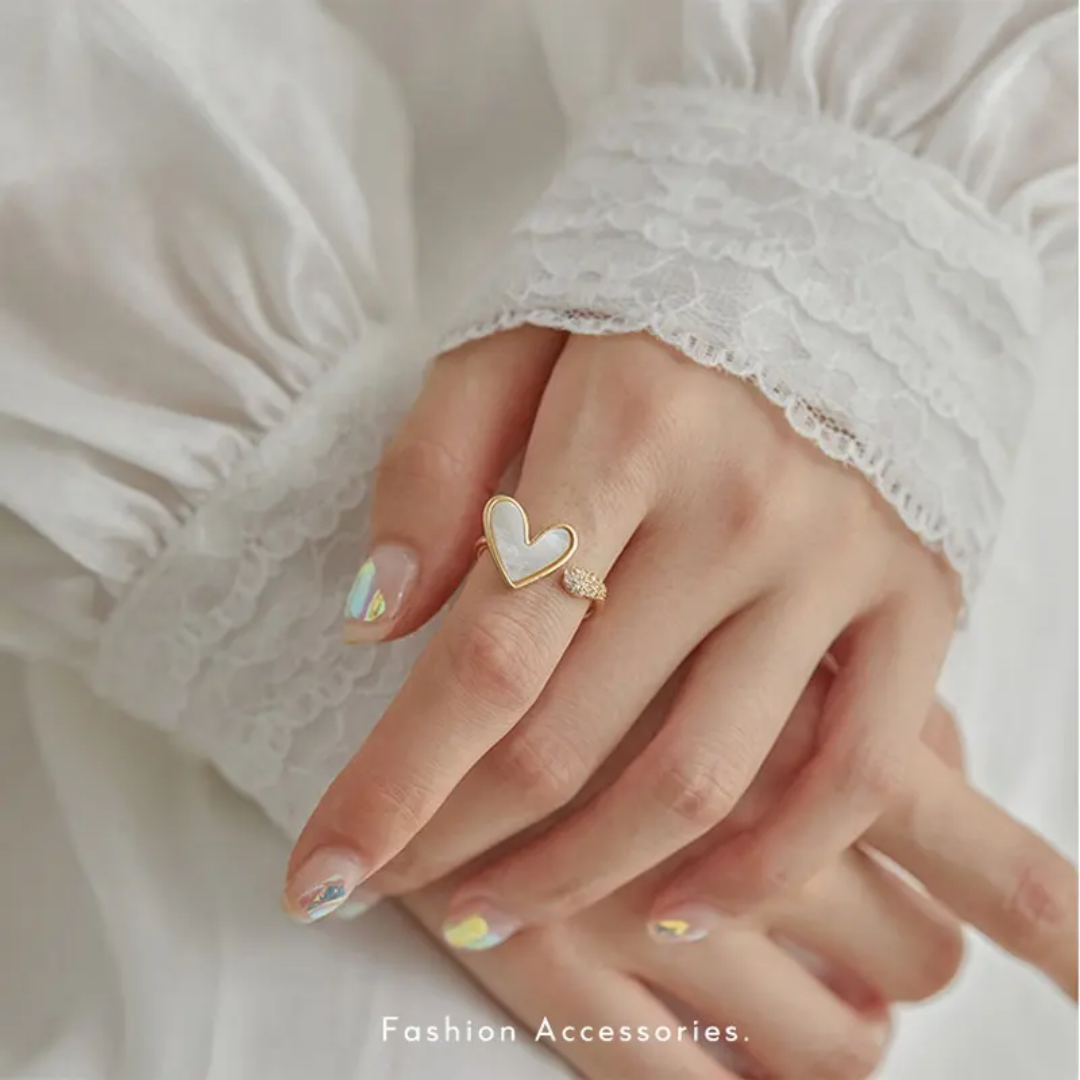 Yu Fashions white Marble Adjustable High Fashion Korean Ring