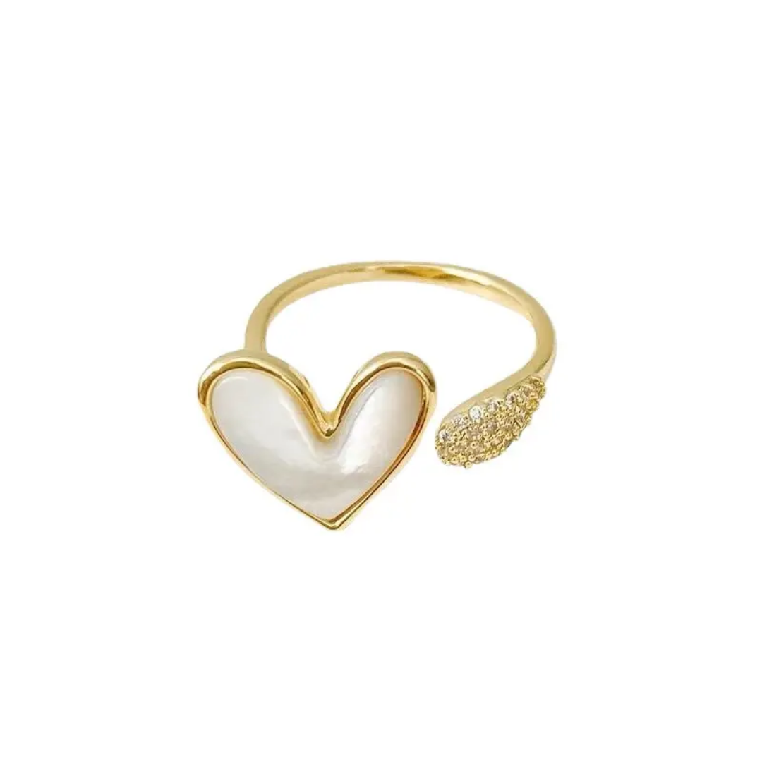 Yu Fashions white Marble Adjustable High Fashion Korean Ring