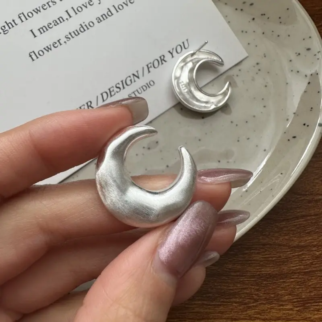 Yu Fashions Adjustable Irregular Moon Geometric High Fashion white Ring