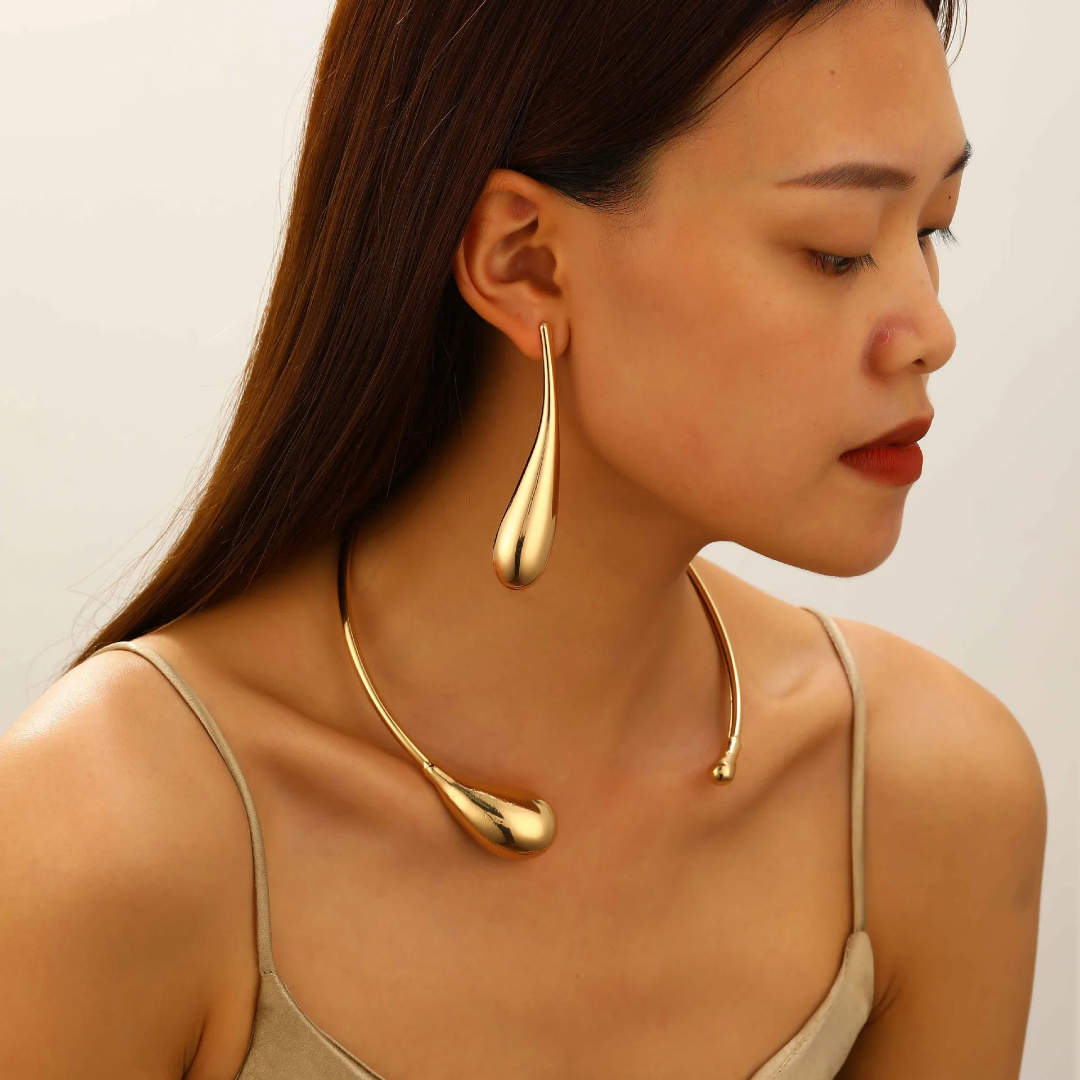 YU Fashions Big Water Drop Geometric Tangle Exaggerated Statement Korean Earrings Pair