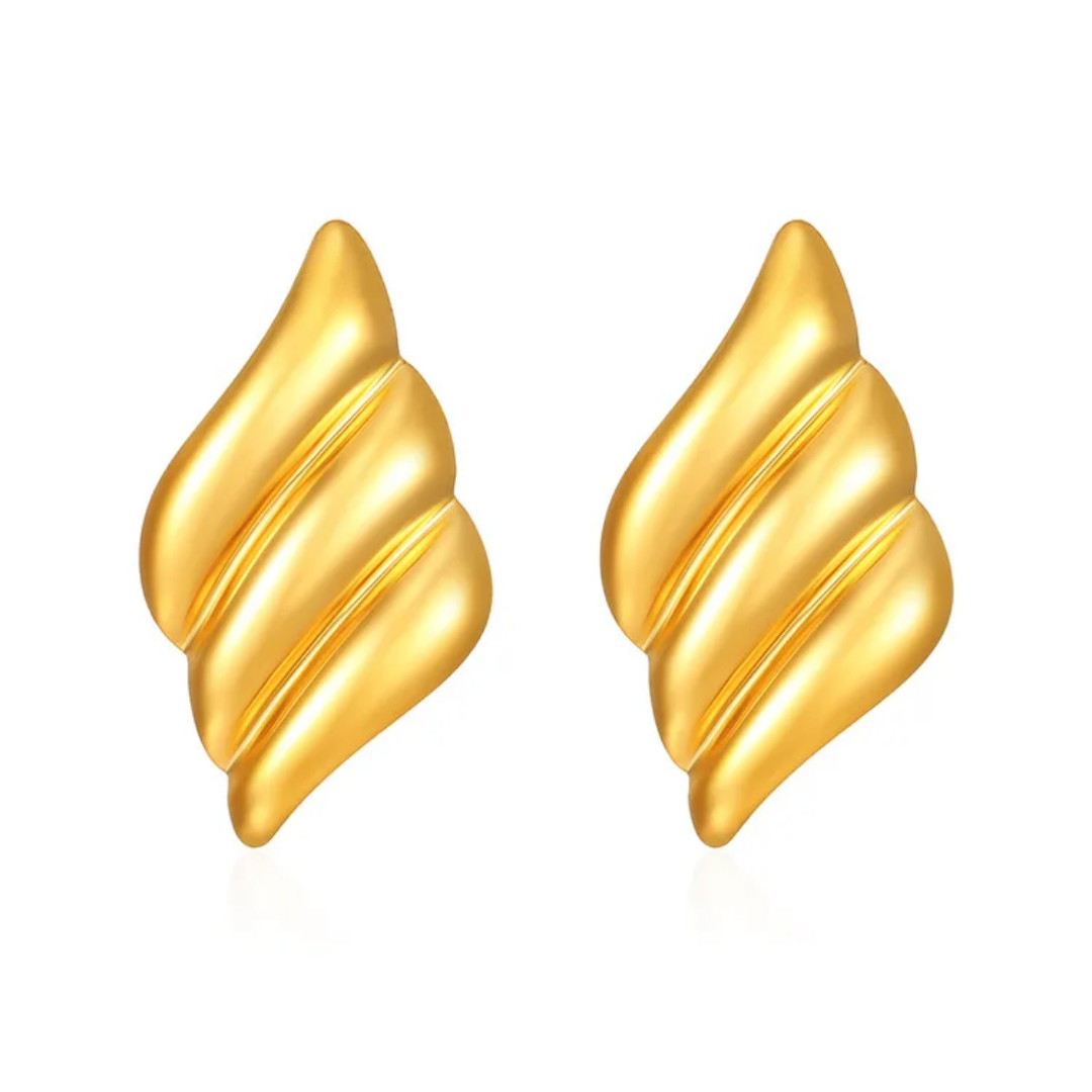YU Fashions Geometric Statement Rose Spiral Textured Angel Wings Chunky Ear Buckle Korean earrings Pair