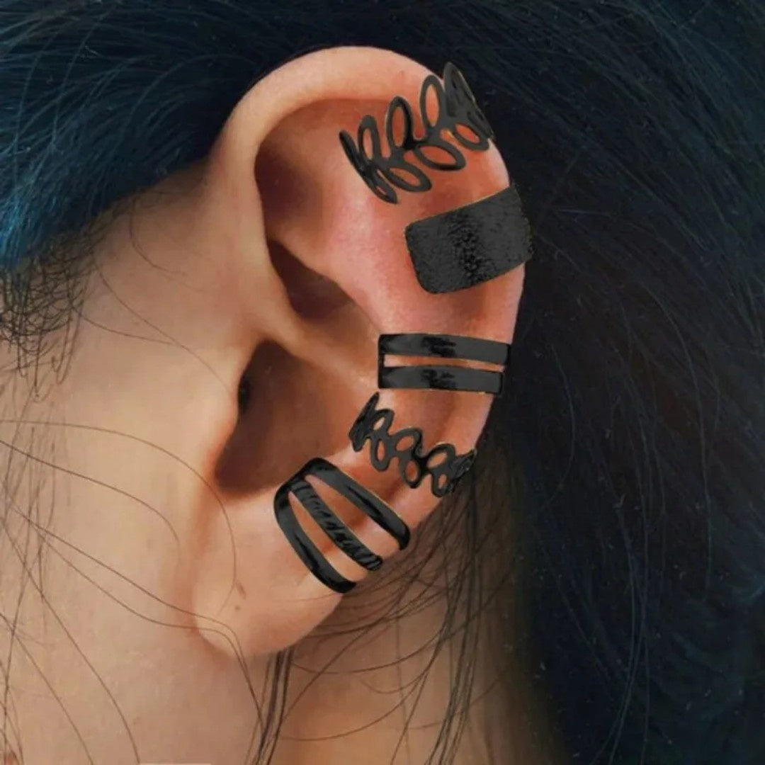 YU Fashions Leaves Non Piercing 5 piece of C - Shaped Earring Hollow Multilayered Clip on Hoop Cartilage Ear clip Ear cuff