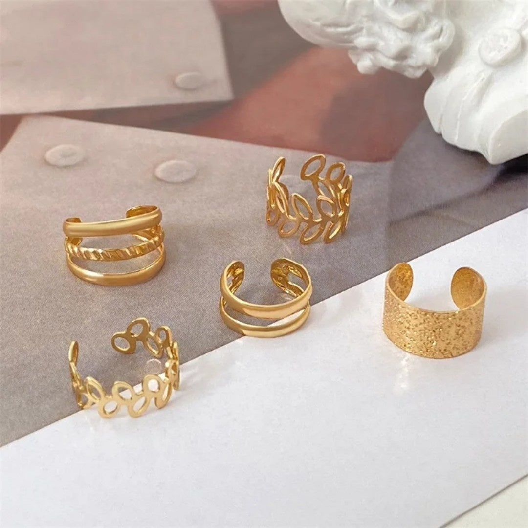 YU Fashions Leaves Non Piercing 5 piece of C - Shaped Earring Hollow Multilayered Clip on Hoop Cartilage Ear clip Ear cuff