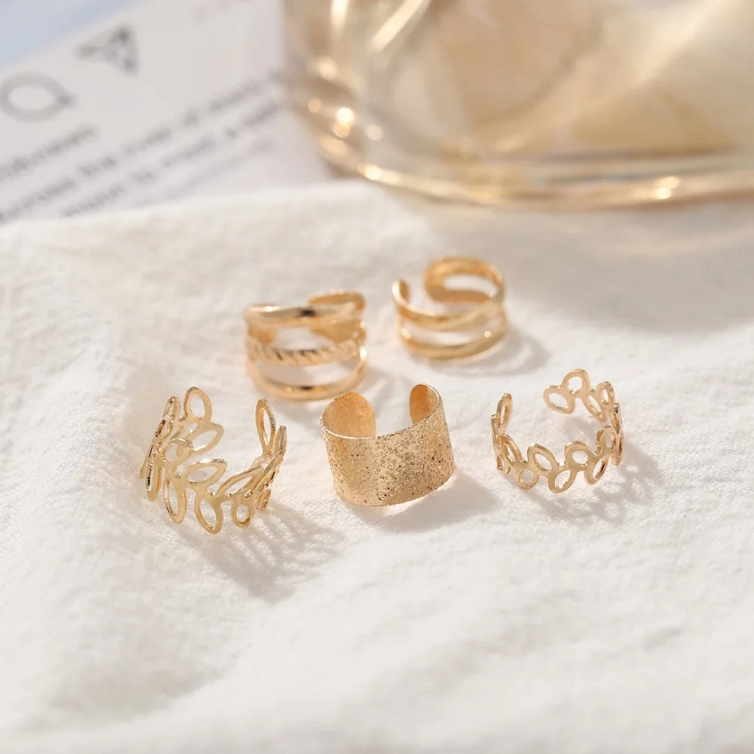 YU Fashions Leaves Non Piercing 5 piece of C - Shaped Earring Hollow Multilayered Clip on Hoop Cartilage Ear clip Ear cuff