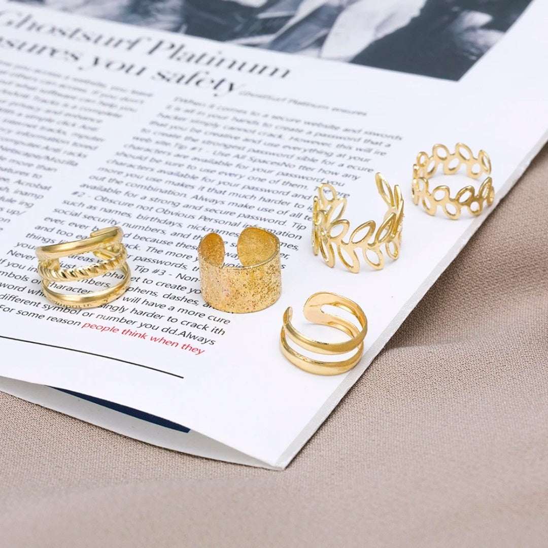 YU Fashions Leaves Non Piercing 5 piece of C - Shaped Earring Hollow Multilayered Clip on Hoop Cartilage Ear clip Ear cuff