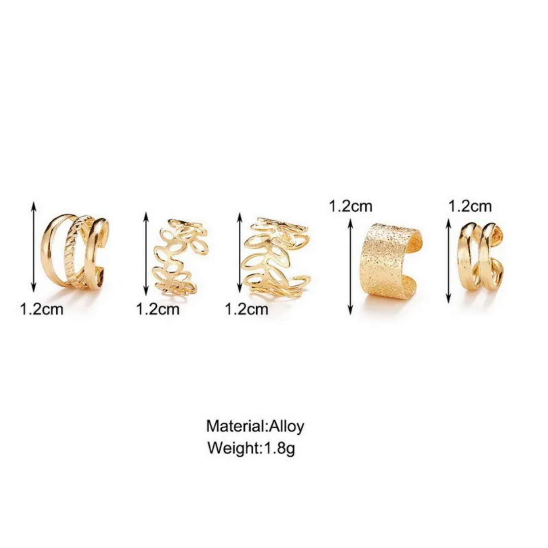 YU Fashions Leaves Non Piercing 5 piece of C - Shaped Earring Hollow Multilayered Clip on Hoop Cartilage Ear clip Ear cuff