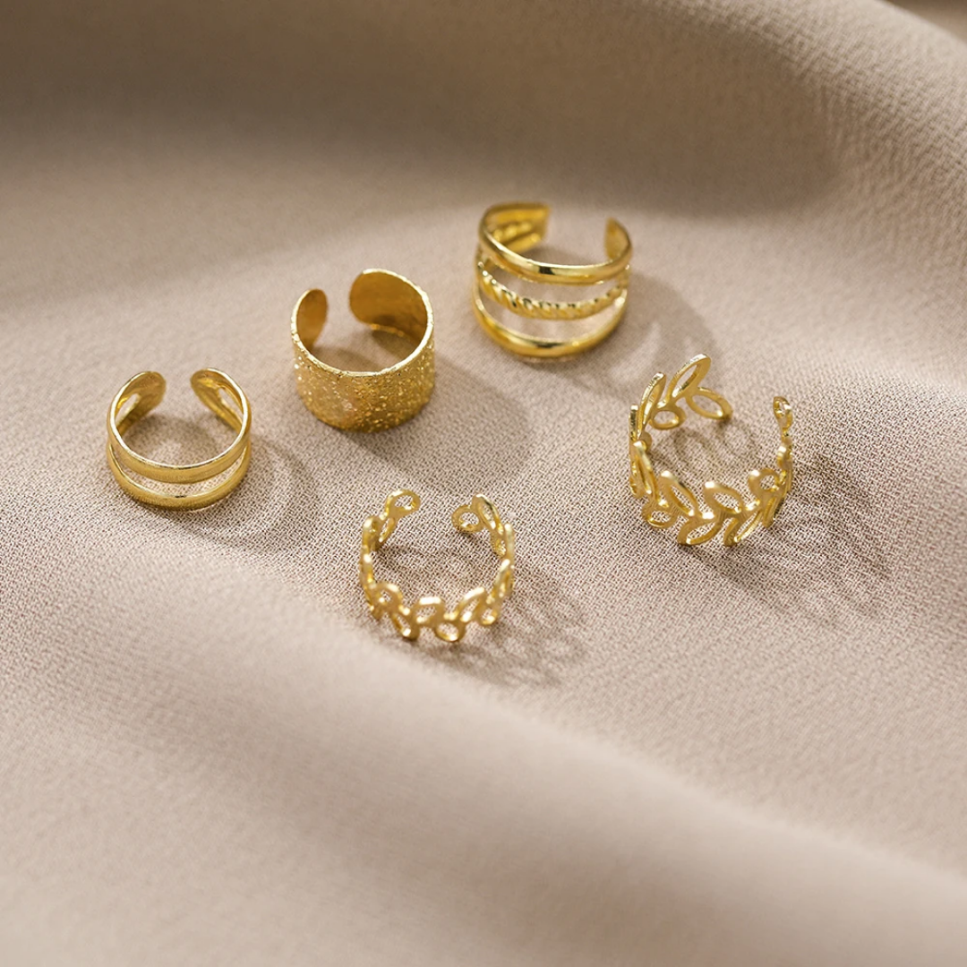 YU Fashions Leaves Non Piercing 5 piece of C - Shaped Earring Hollow Multilayered Clip on Hoop Cartilage Ear clip Ear cuff