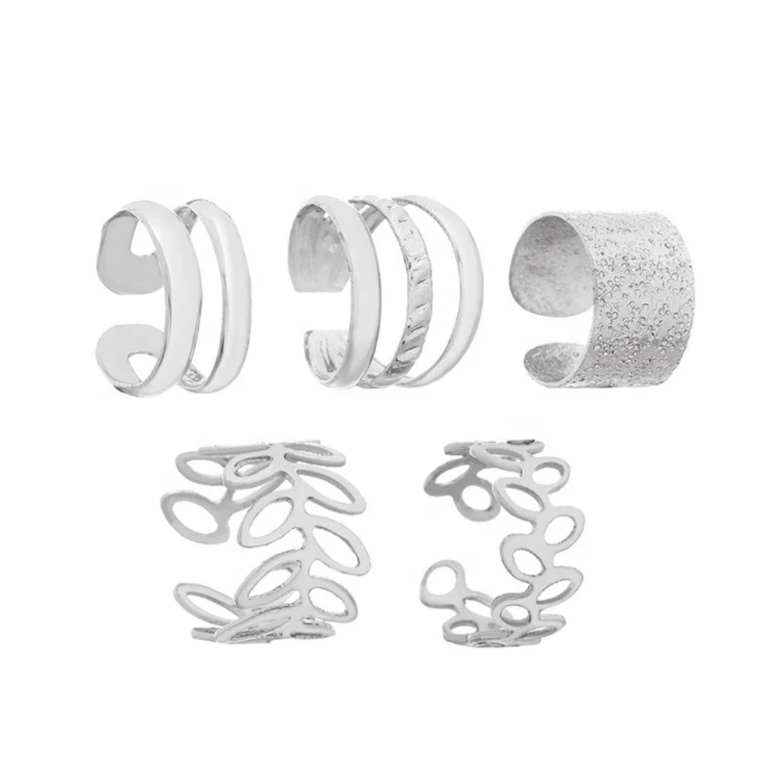 YU Fashions Leaves Non Piercing 5 piece of C - Shaped Earring Hollow Multilayered Clip on Hoop Cartilage Ear clip Ear cuff