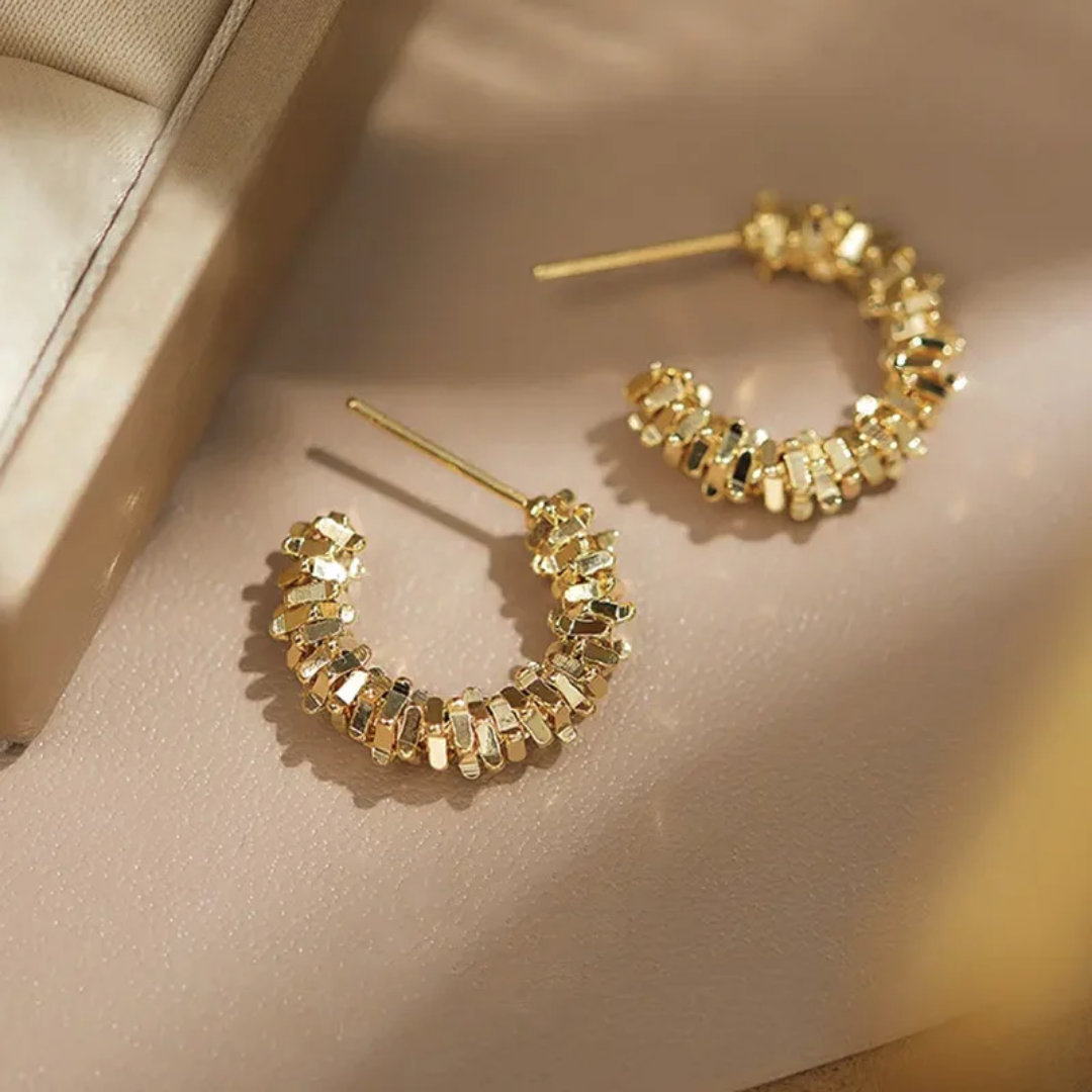 YU Fashions Circle Hoop Luxury Sense Broken C Shaped Irregular Twisted Wave Korean Earrings Pair