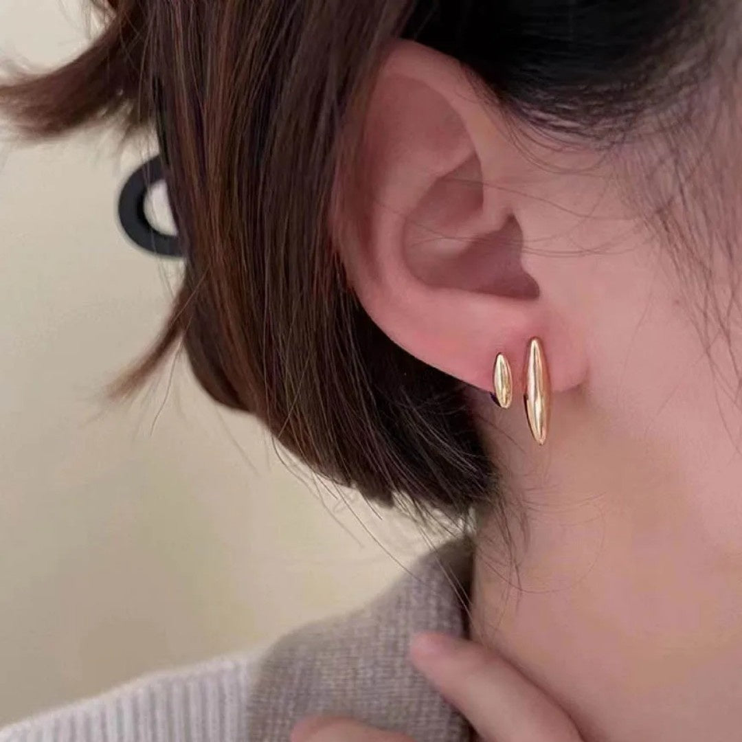 YU Fashions Cute Small Tear Drop Water drop stud Pawnable Double Leaf Korean Earrings Pair