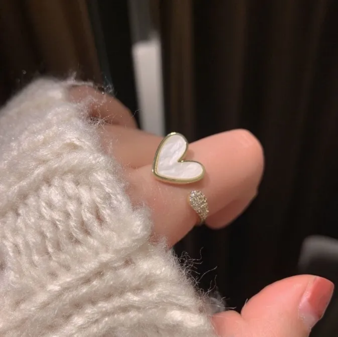 Yu Fashions white Marble Adjustable High Fashion Korean Ring