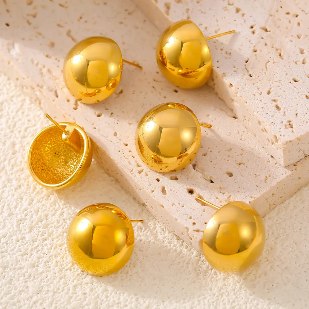 Yu Fashions Anti Tarnish Round Shaped Classy Office Collage Going Elegant gold plated High Fashion Korean Earrings