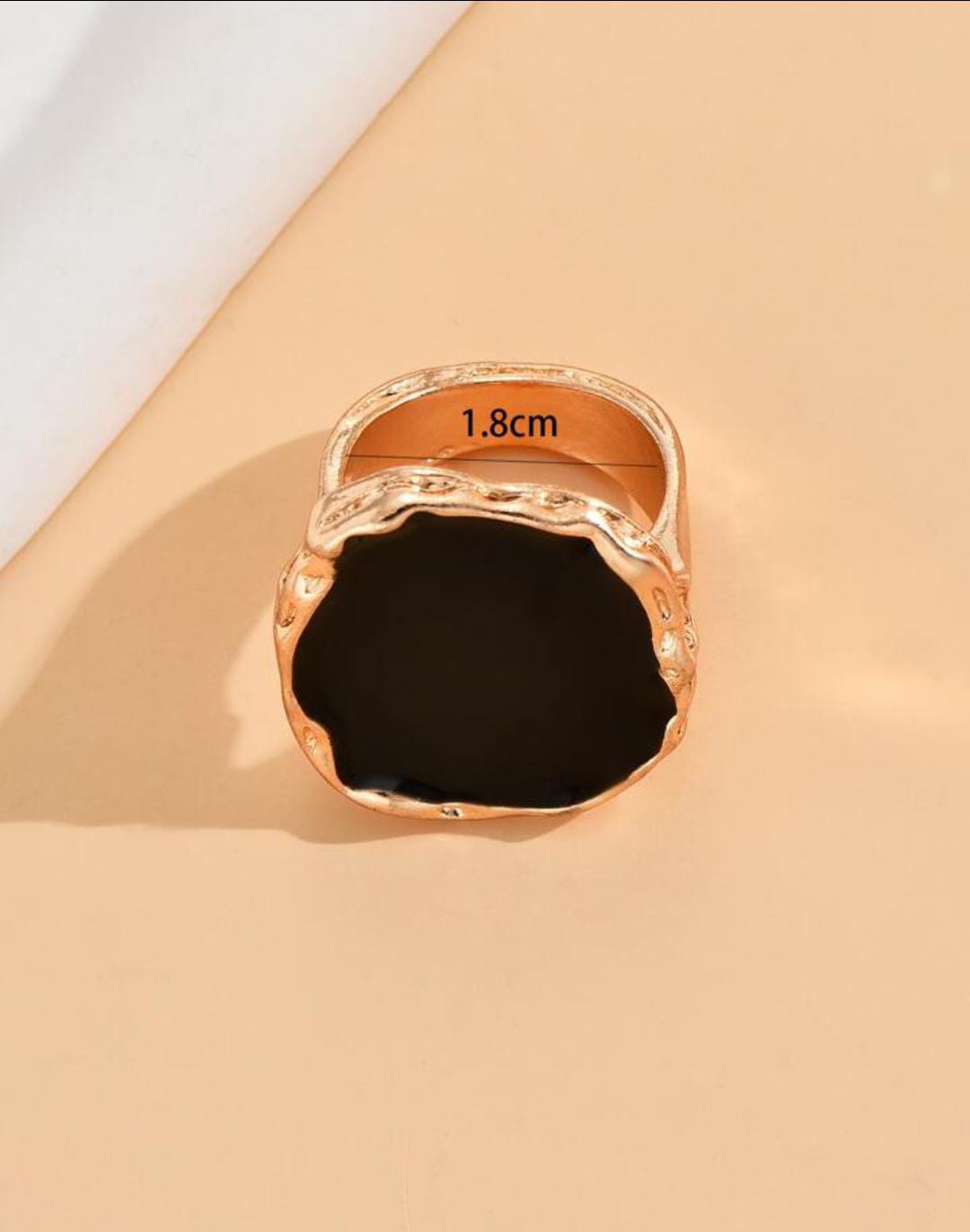 Yu Fashions Big Black Golden Boho Metallic High Fashion Korean Ring