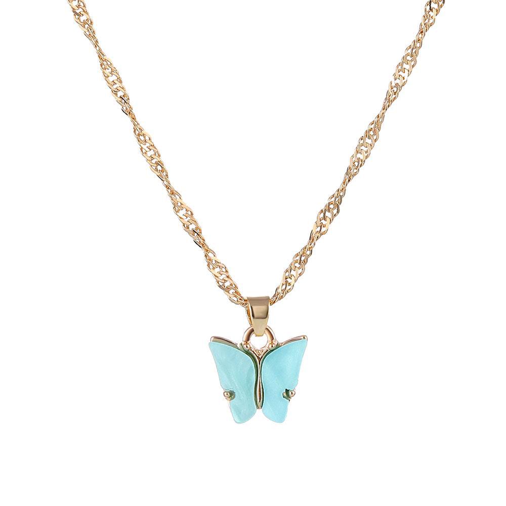 Yu Fashions Cute Butterfly Charm Pendent Korean Necklace