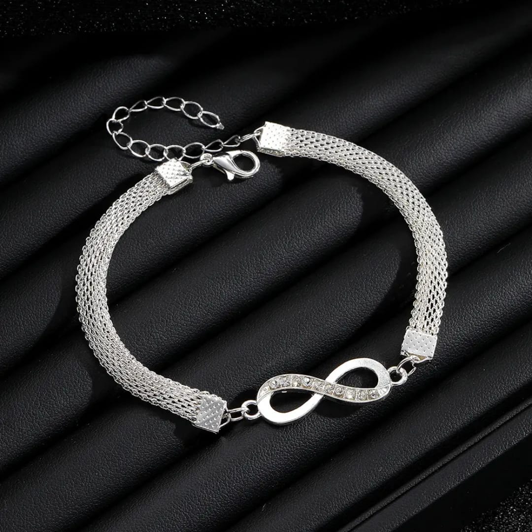 Yu Fashions Infinity Silver Korean High Fashion Bracelet