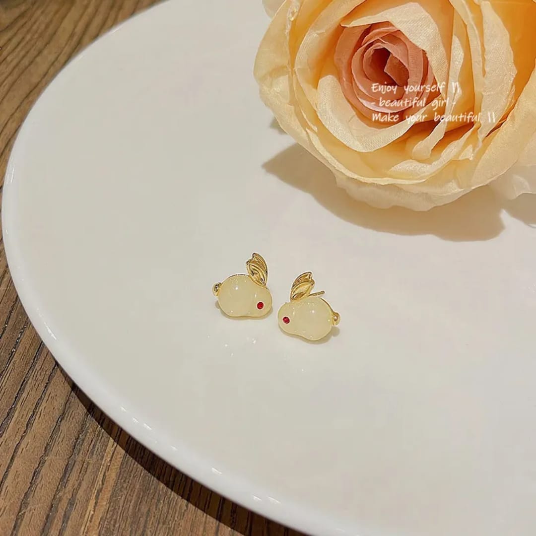Yu Fashions Rabbit Animal shaped Cute 3D Korean Earrings pair