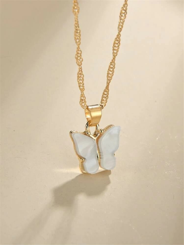 Yu Fashions Cute Butterfly Charm Pendent Korean Necklace