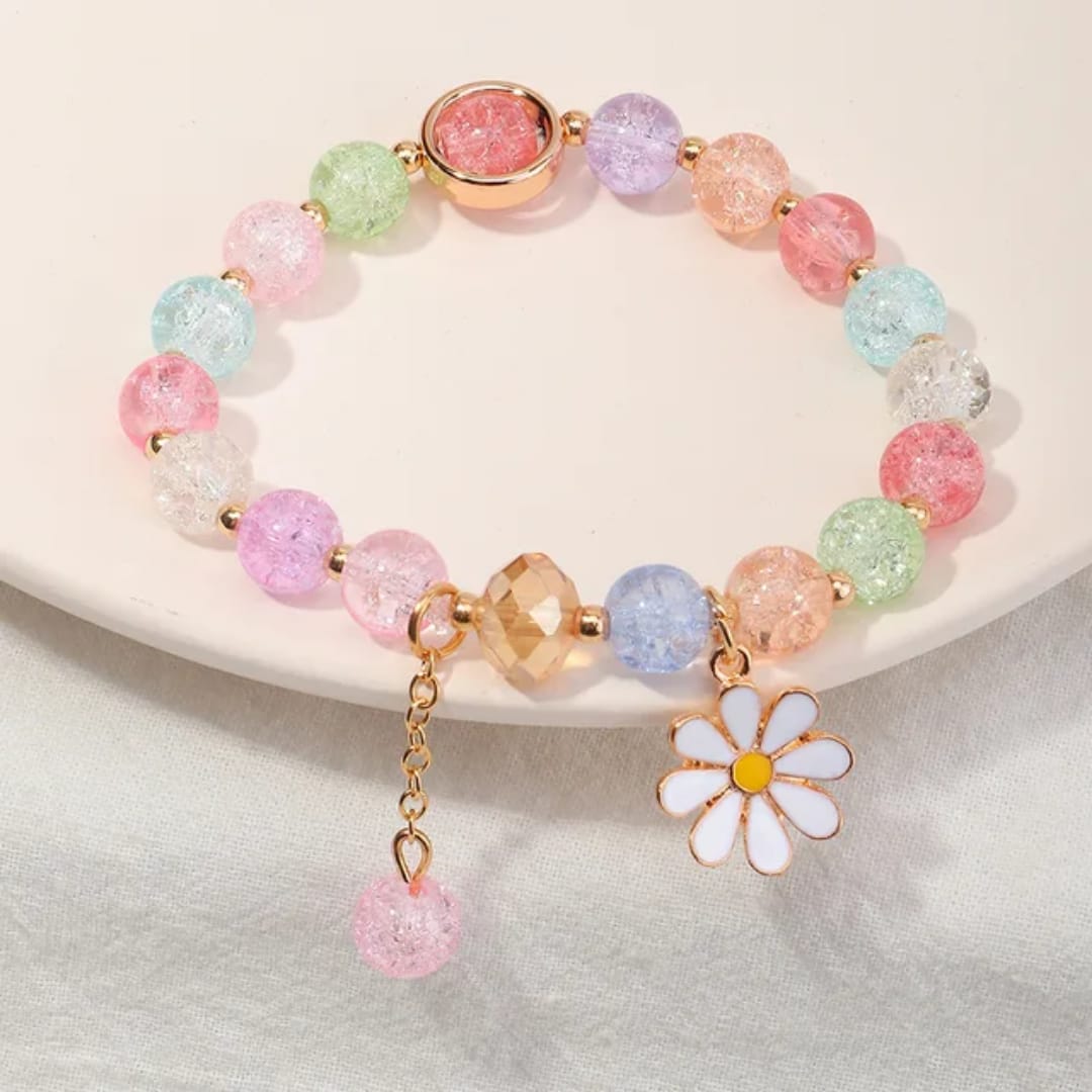 Yu Fashions Crystal Multicolourd Beads Sunflower Charm Cute Korean Bracelet