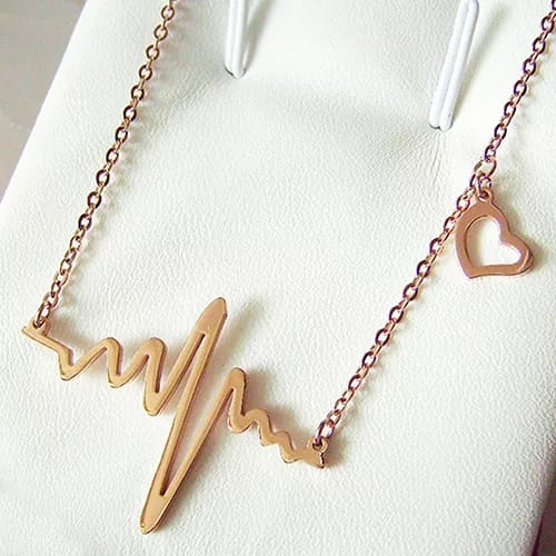 Yu Fashions Heartbeat with Cute Heart Minimal Pendent Necklace Chain