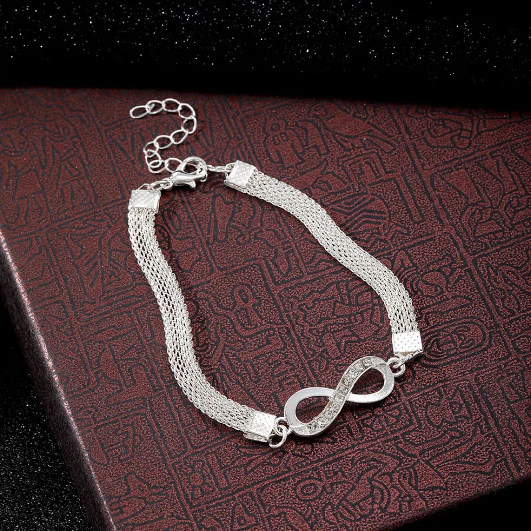 YU Fashions Infinity Minimal Silver Cute Korean Beach Anklet
