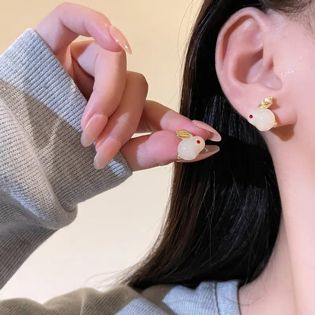 Yu Fashions Rabbit Animal shaped Cute 3D Korean Earrings pair