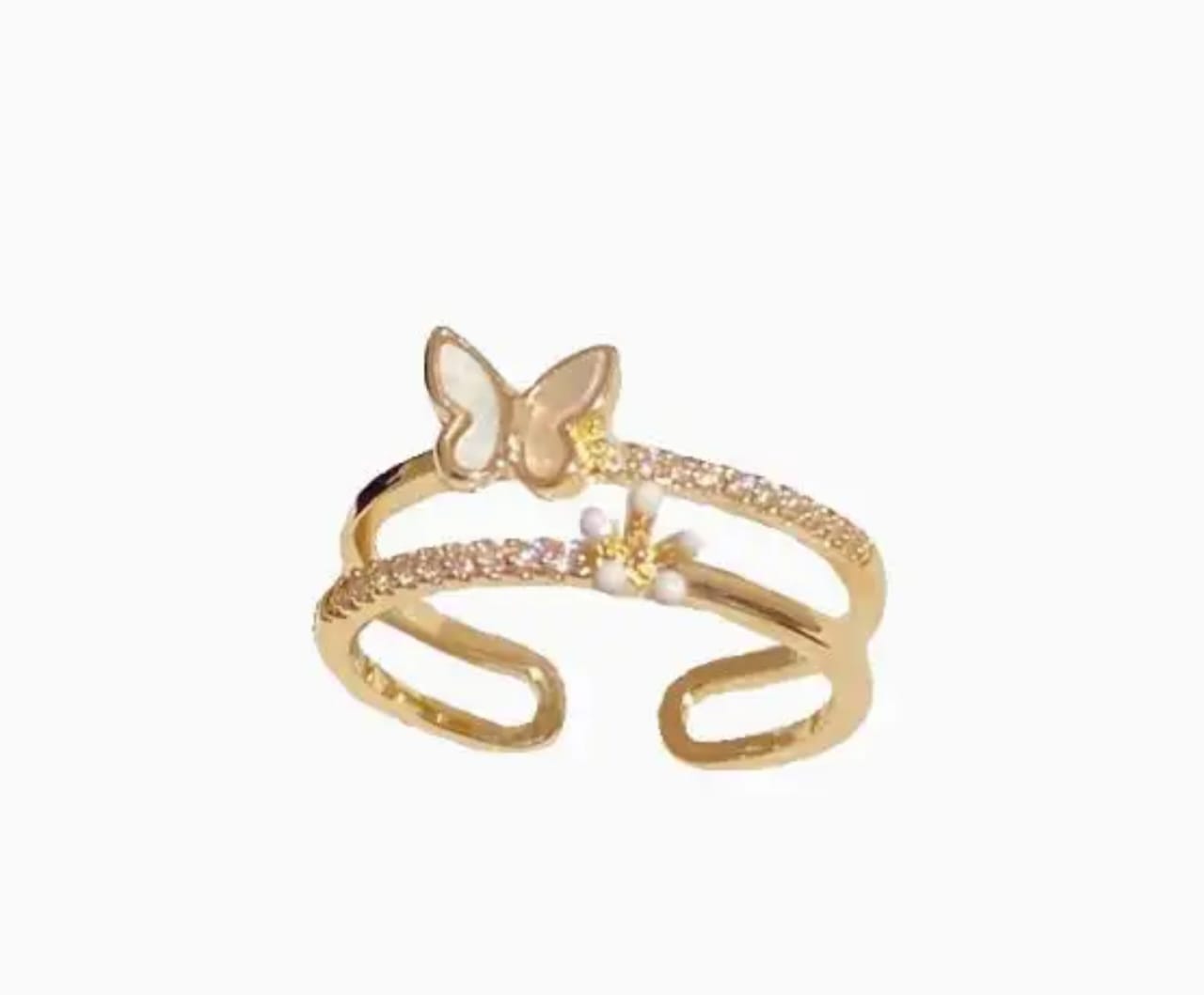 Yu Fashions Adjustable Butterfly Flower Cute High Fashion Golden Korean Ring