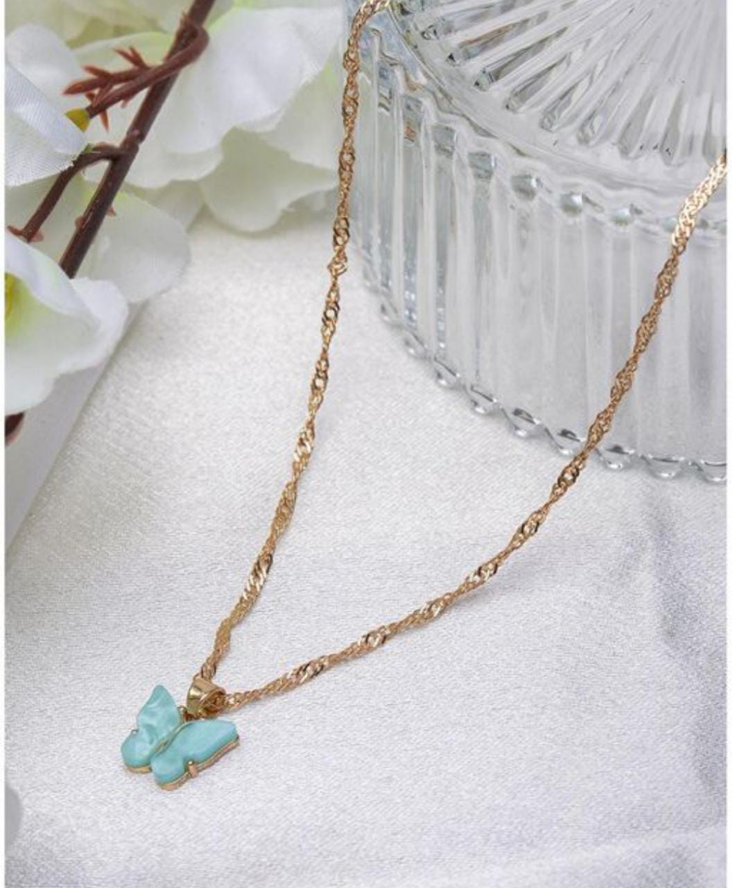 Yu Fashions Cute Butterfly Charm Pendent Korean Necklace