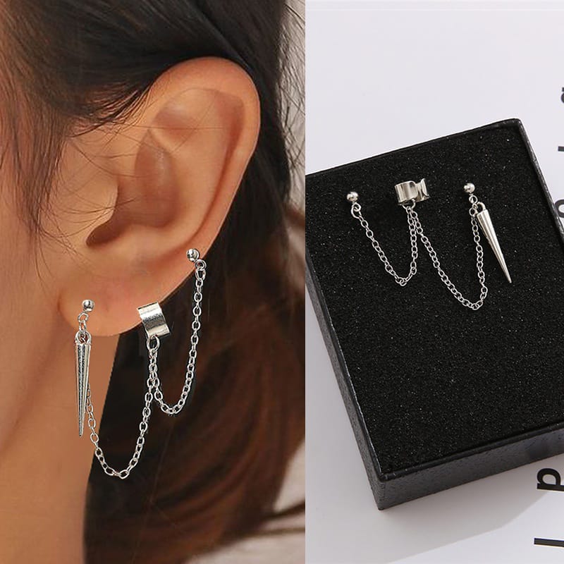 Yu Fashions Punk Hip Hop Sword Chain Drop Single Pc Earcuff Korean Earring