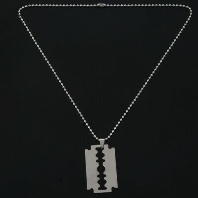 Yu Fashions Razor Blade Punk Unisex Silver Pendent Necklace Chain