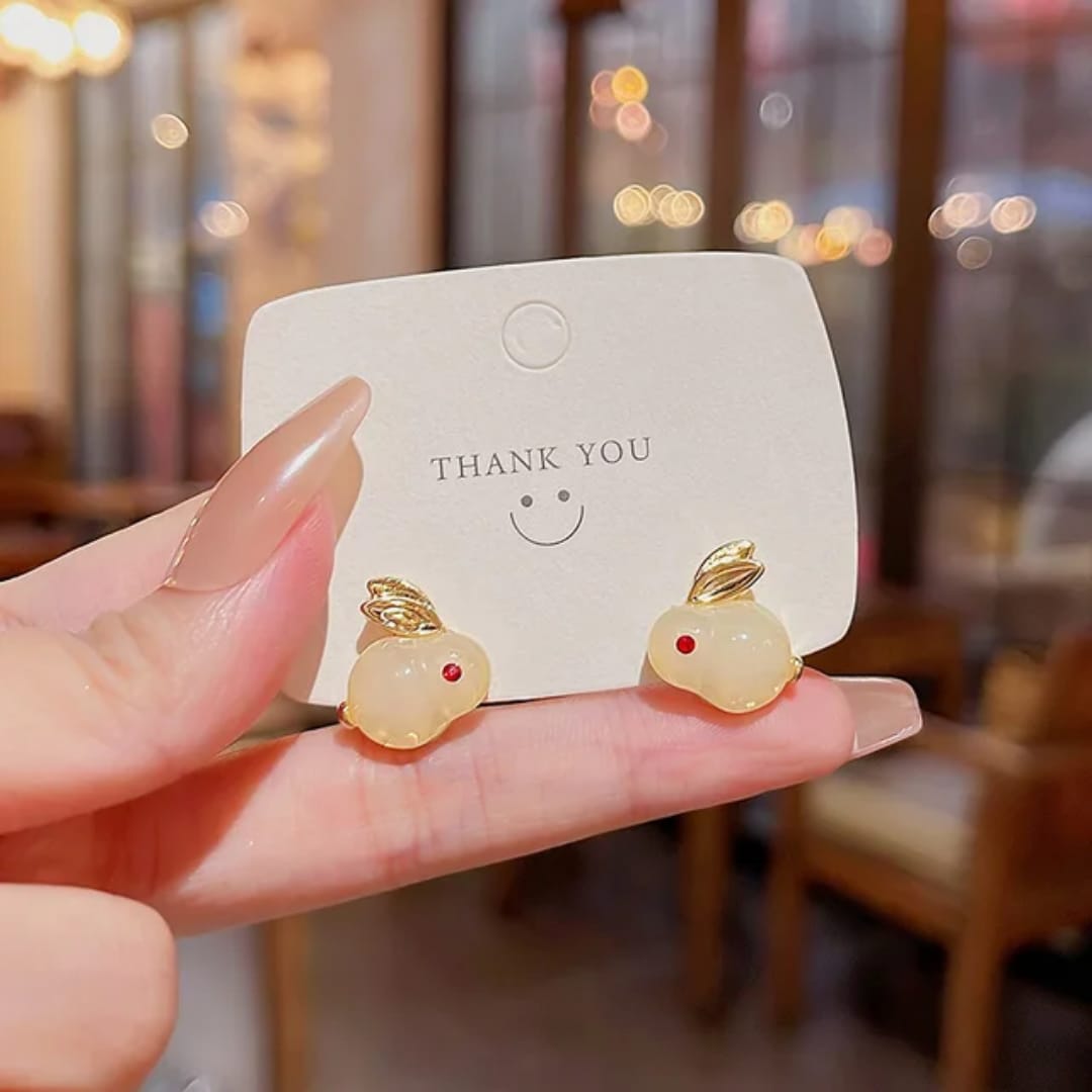 Yu Fashions Rabbit Animal shaped Cute 3D Korean Earrings pair