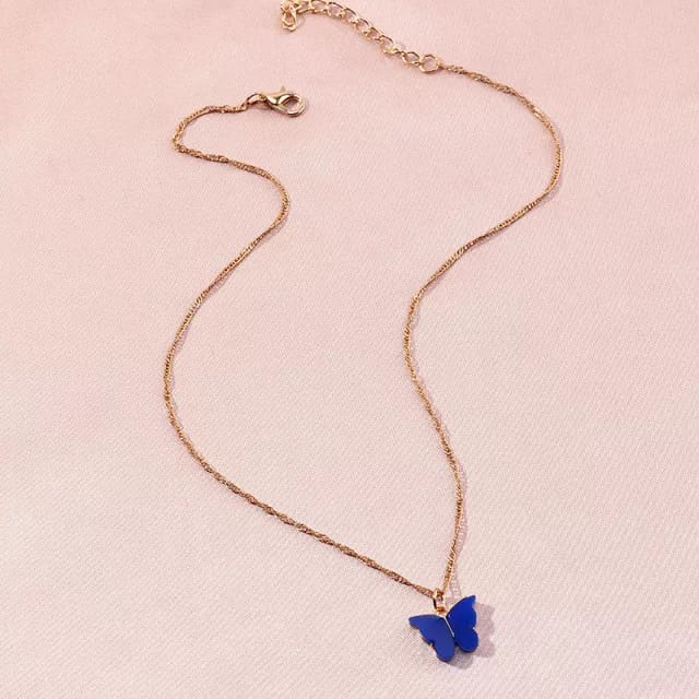 Yu Fashions Cute Butterfly Charm Pendent Korean Necklace