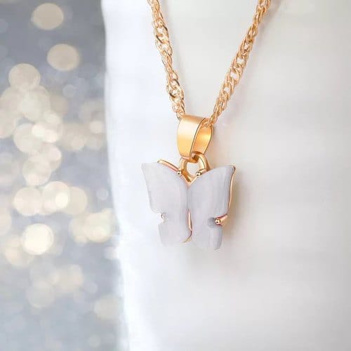 Yu Fashions Cute Butterfly Charm Pendent Korean Necklace