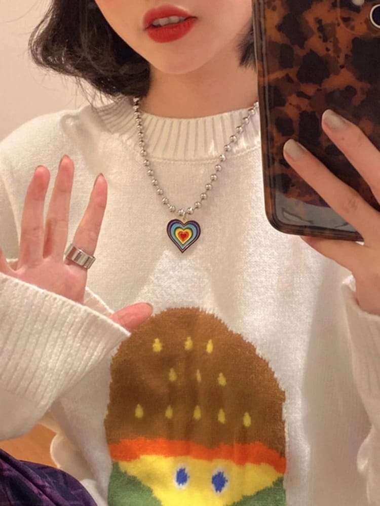Yu Fashions Rainbow Spiral Heart Pendent Necklace Chain