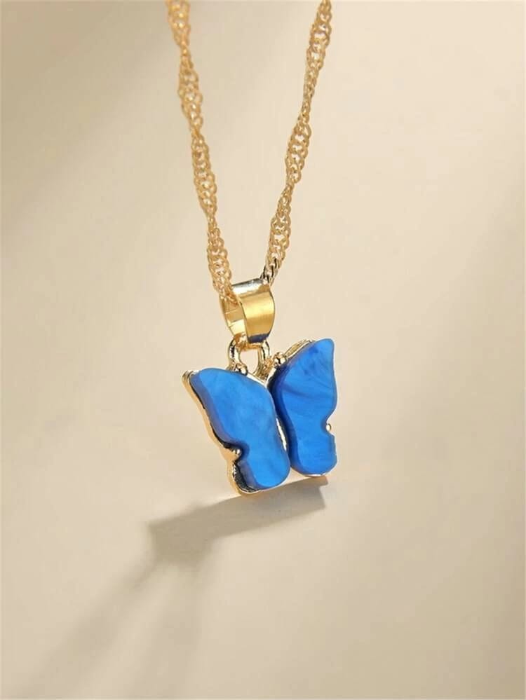 Yu Fashions Cute Butterfly Charm Pendent Korean Necklace
