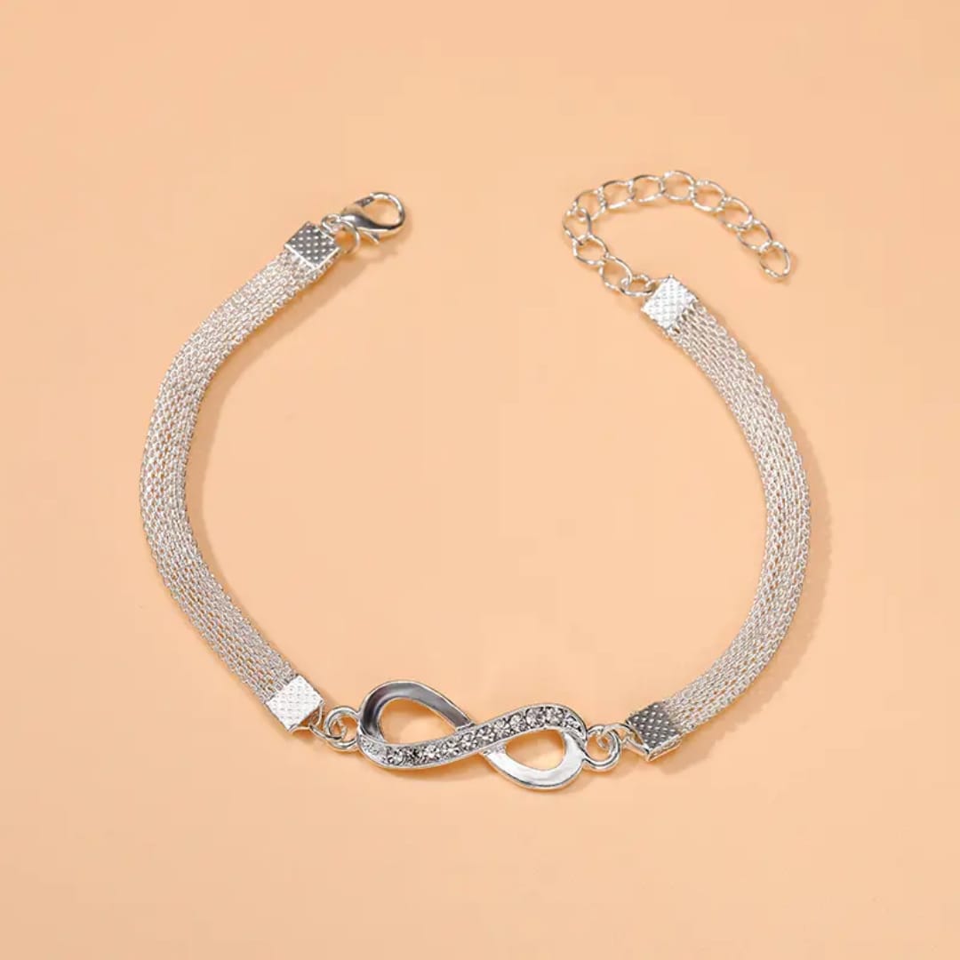 Yu Fashions Infinity Silver Korean High Fashion Bracelet