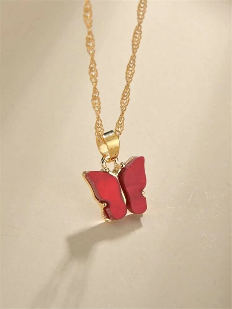 Yu Fashions Cute Butterfly Charm Pendent Korean Necklace