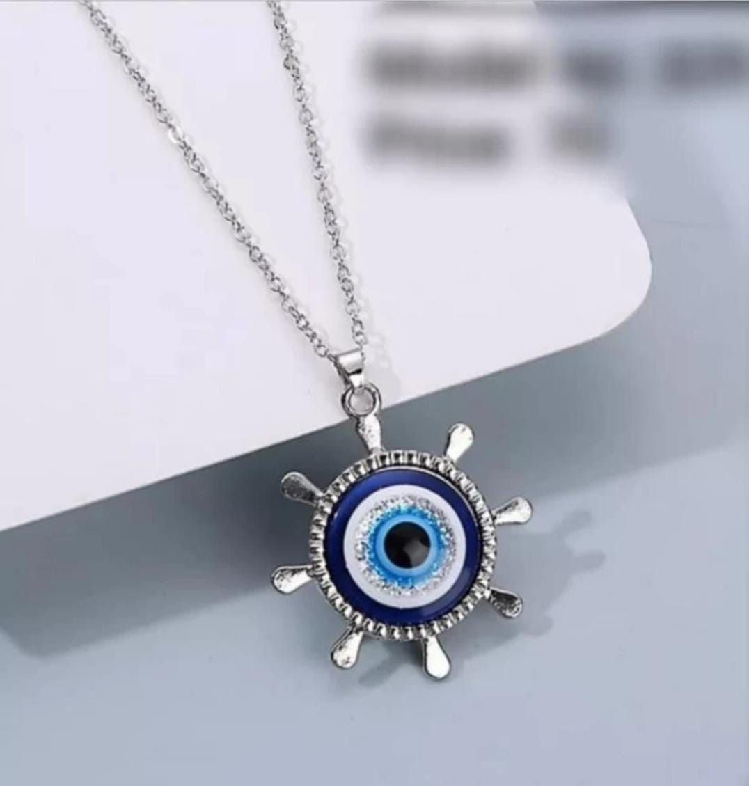 Yu Fashions Evil Eye Wheel Minimal Pendent Korean Necklace