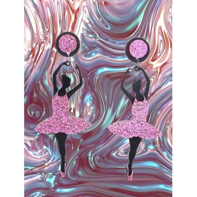 Yu Fashions dancing Doll Pink Cute Funky Punk Korean Earrings Pair