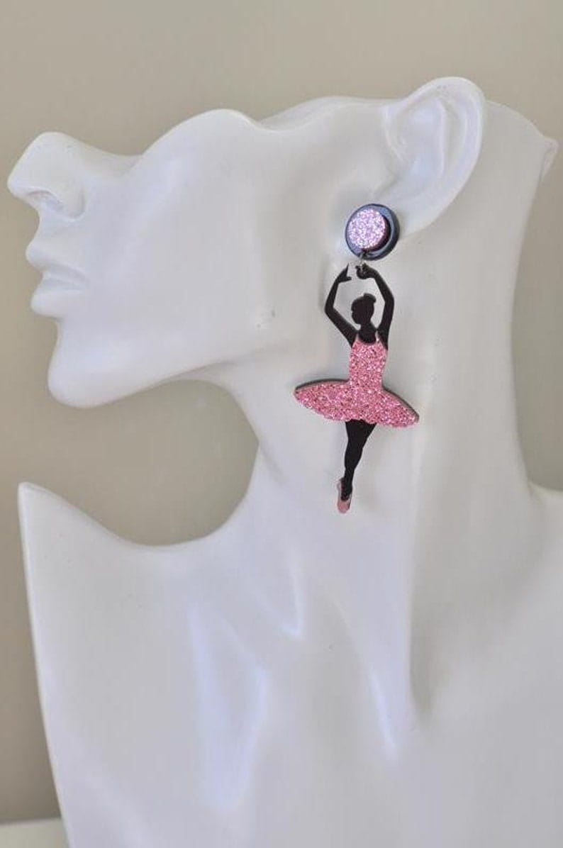 Yu Fashions dancing Doll Pink Cute Funky Punk Korean Earrings Pair
